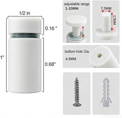 8 Pzas Separadores Acero Inox 1/2x1 Pulg Blanco