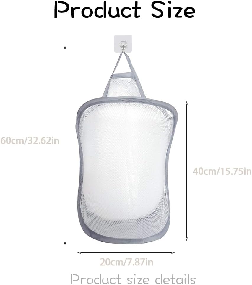 2 Cestas Plegables Ropa Sucia Asa Malla Gris