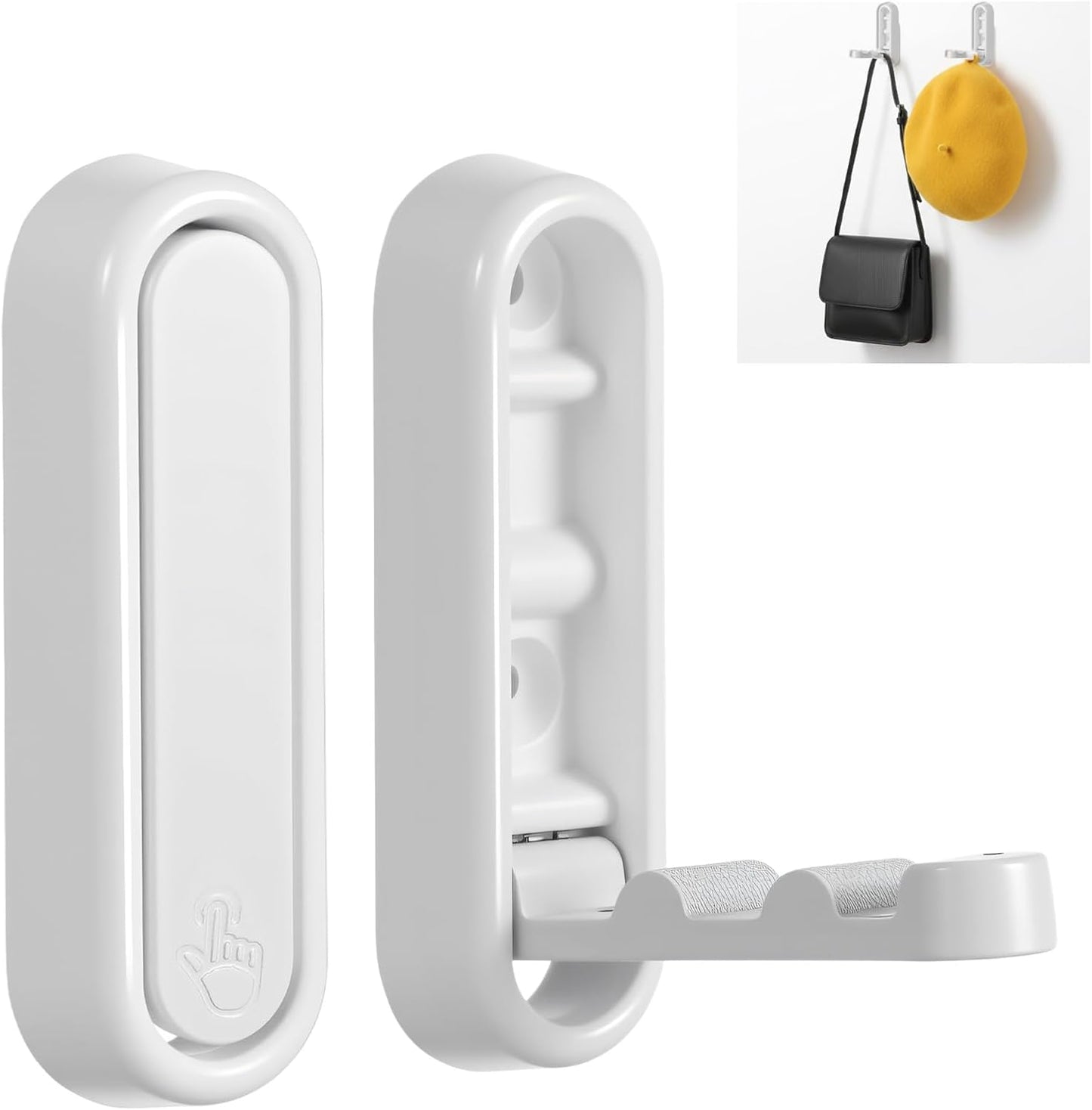 2 Ganchos Plegables Resistentes para Colgar Blanco
