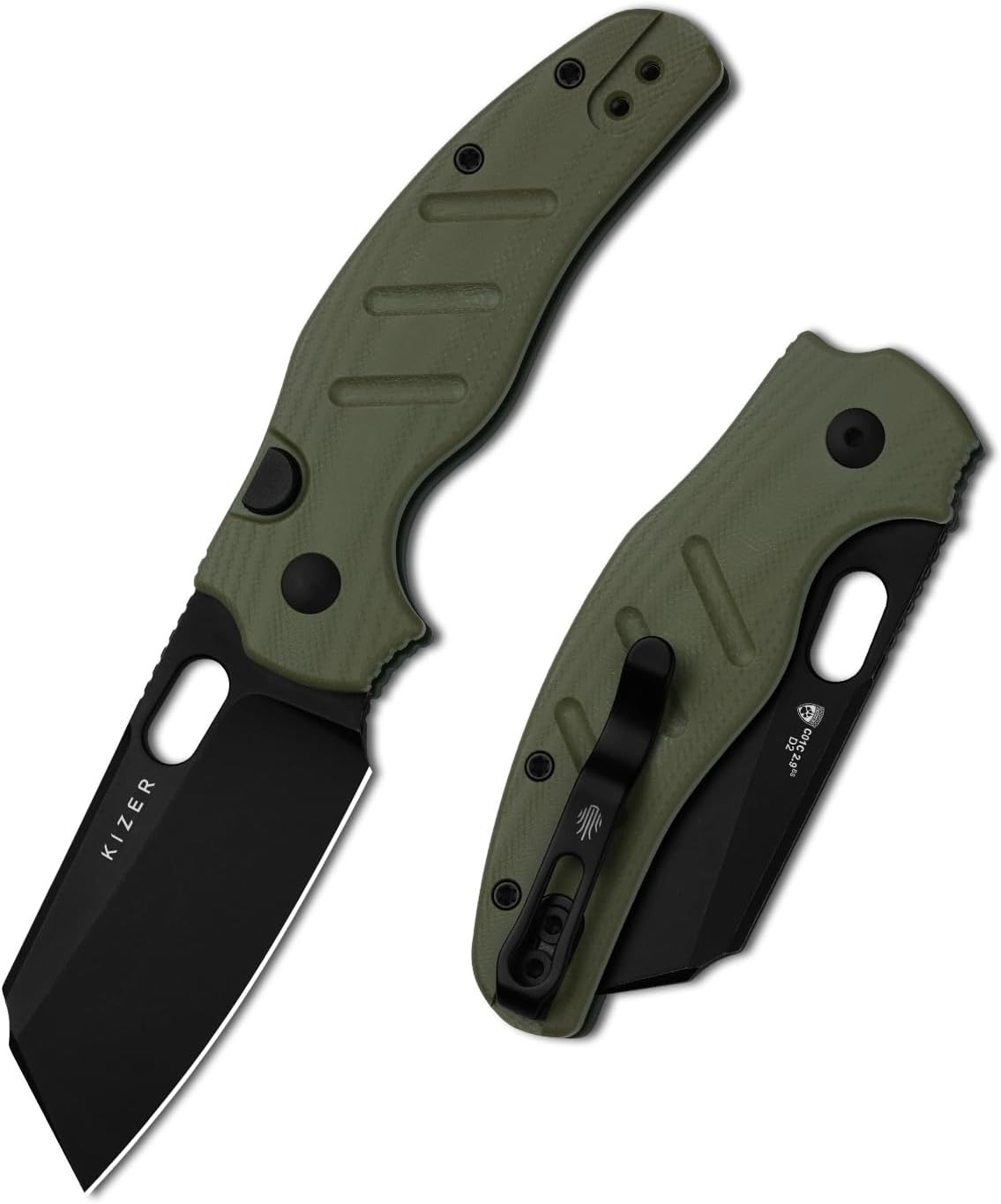 Cuchillo plegable D2 2.95pulg mango G10 bloqueo botón EDC camping