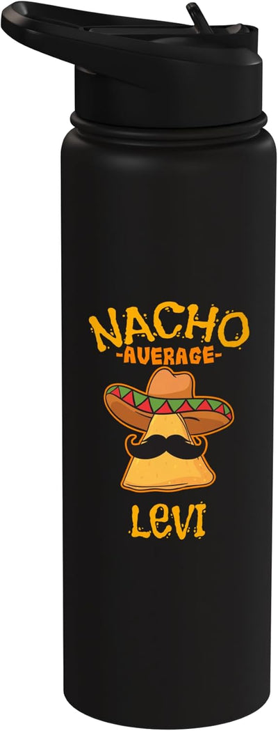 Botella de agua personalizada con nombre divertida de taco acero inoxidable aislada