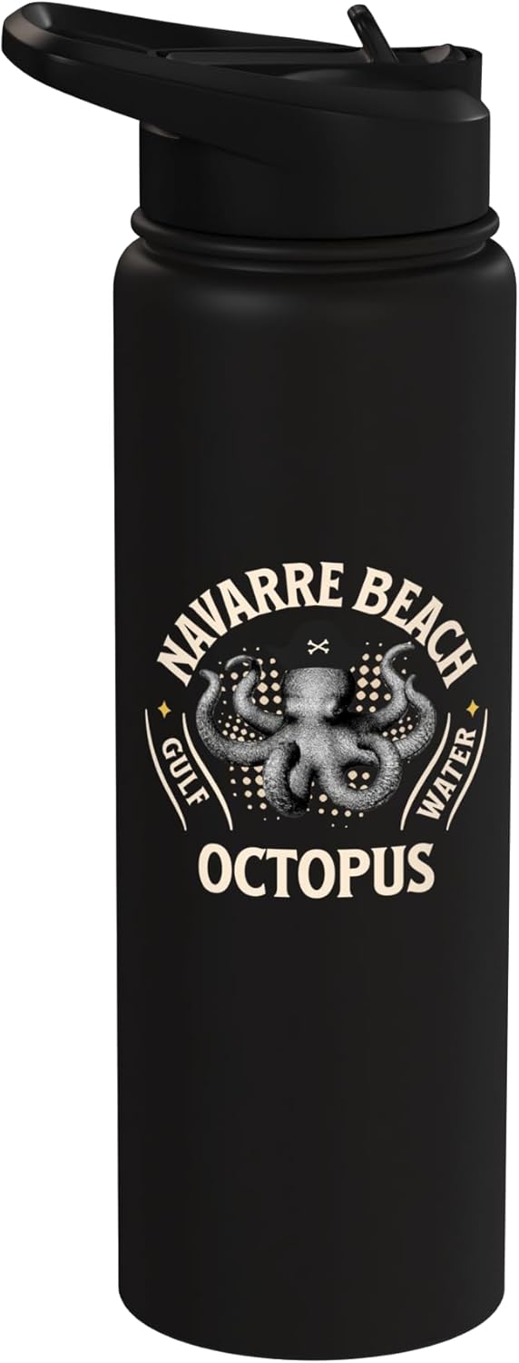 Bottella de agua aislada Navarre Beach Octopus acero inoxidable