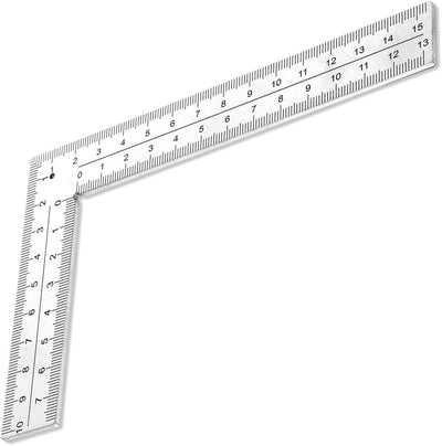 Regla acero inox en forma L 4x6 pulg metal plateado