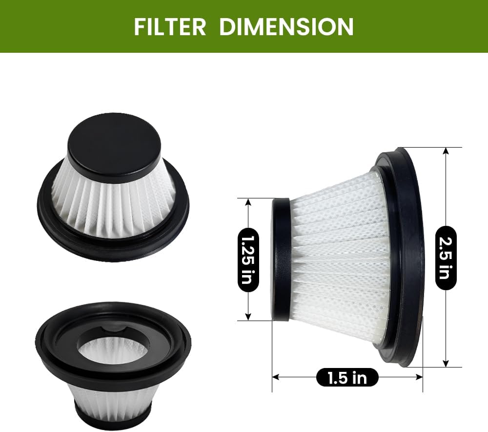 8 Filtros HEPA Aspiradora Compacta Inalámbrica Lavables