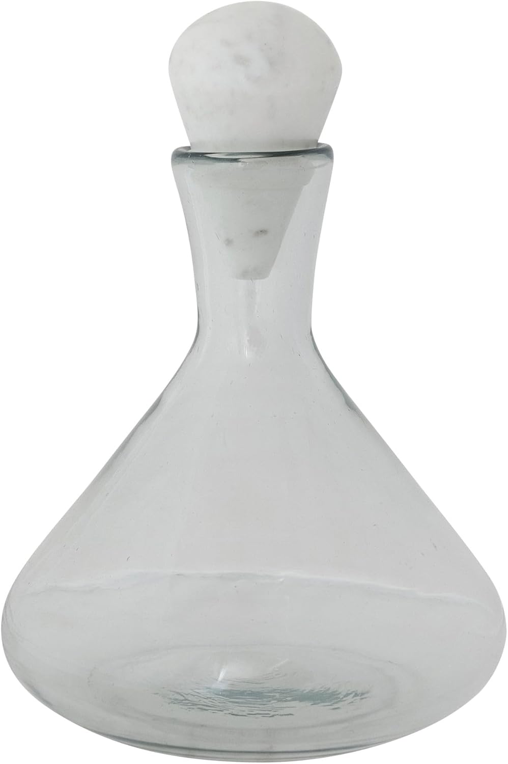 Decantador Vidrio Soplado 2qt Tapón Mármol Blanco