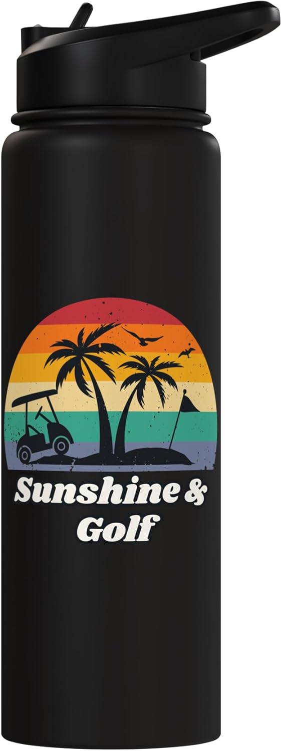 Botella de agua acero inoxidable aislada para golfista verano