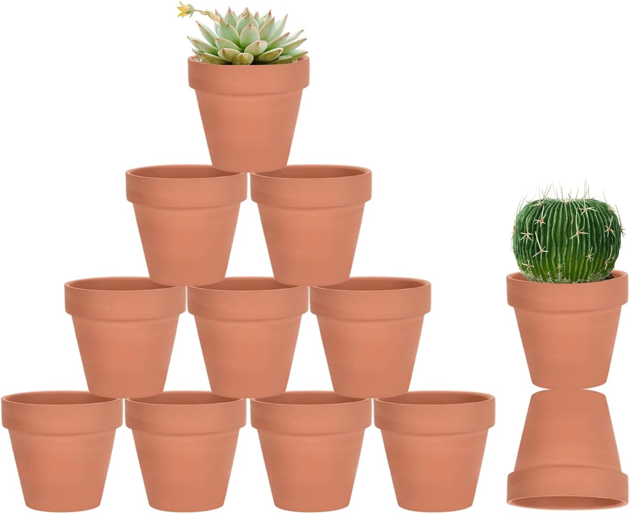 12 Macetas Terracota 3pulg Drenaje para Plantas Interior/Exterior