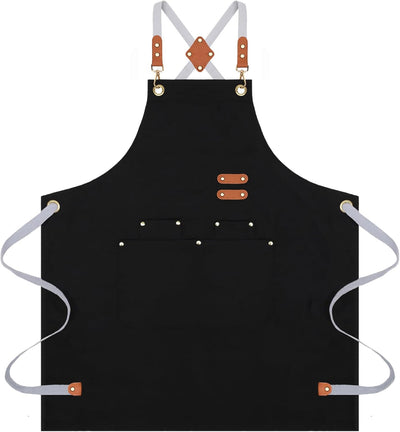 Delantal chef con 4 bolsillos repelente agua negro