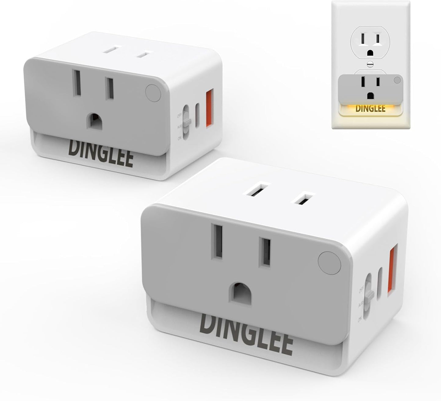 Extensor salida 2 tomas AC 2 USB PD 20W con luz para cocina baño