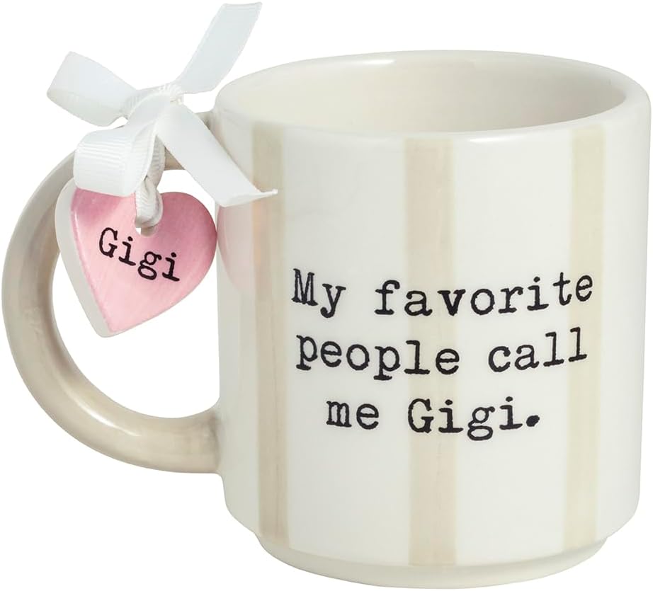 Taza cerámica gris Mud Pie Gigi