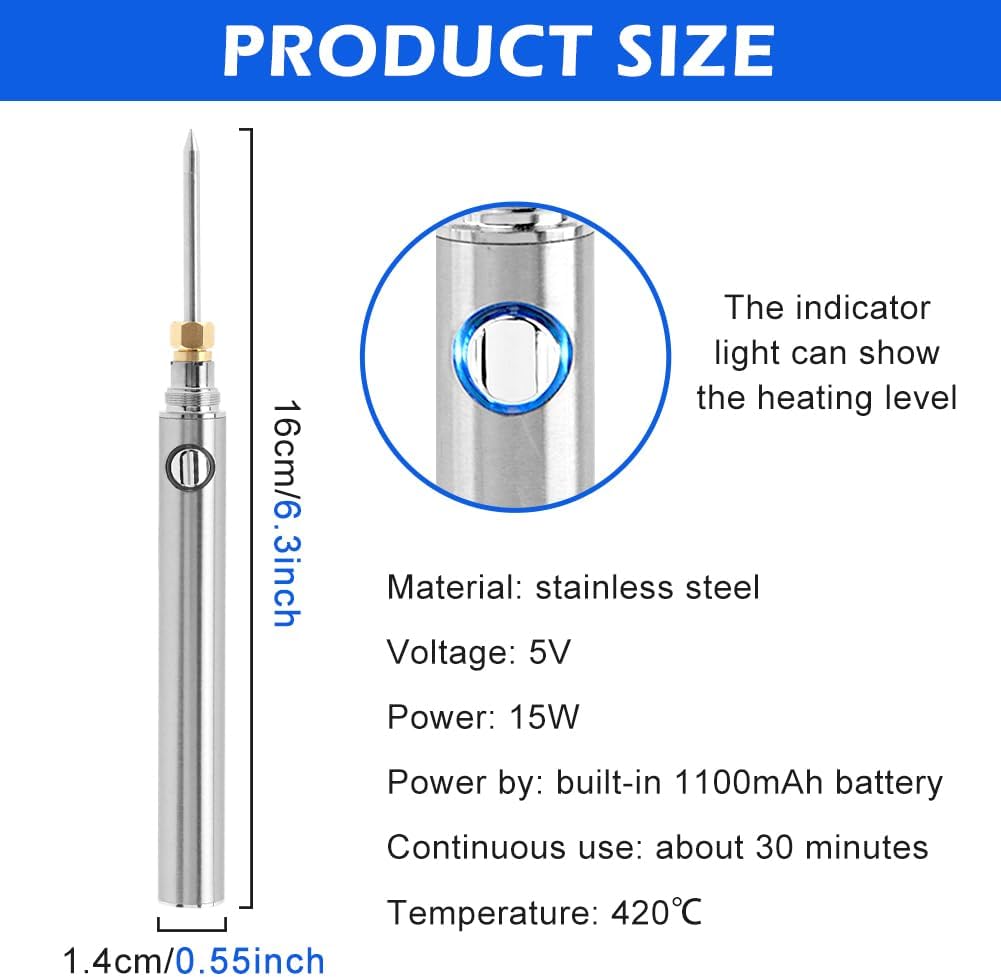 Kit soldador inalámbrico recargable 1100 mAh 788°F