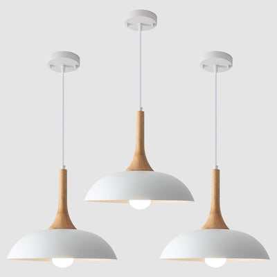 Lámpara colgante madera blanca set 3 13.8pulg para cocina comedor
