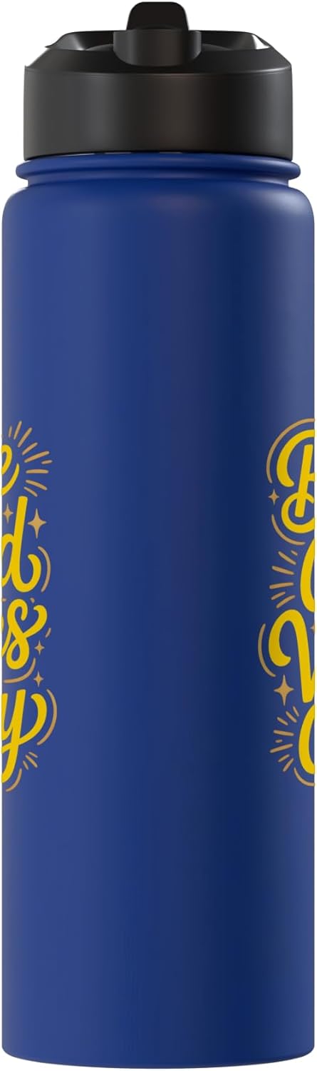Botella de agua acero inoxidable aislada Blue Gold Vibes Only