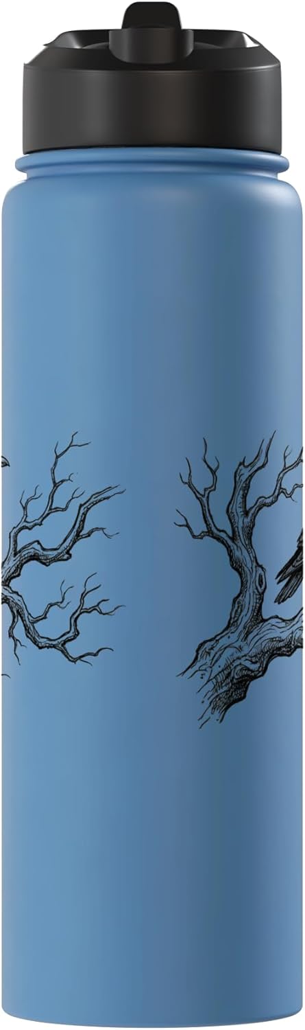 Botella agua acero inox aislada artística corvidos