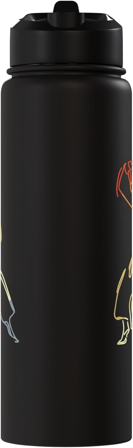 Botella agua acero inox aislada dibujo karate