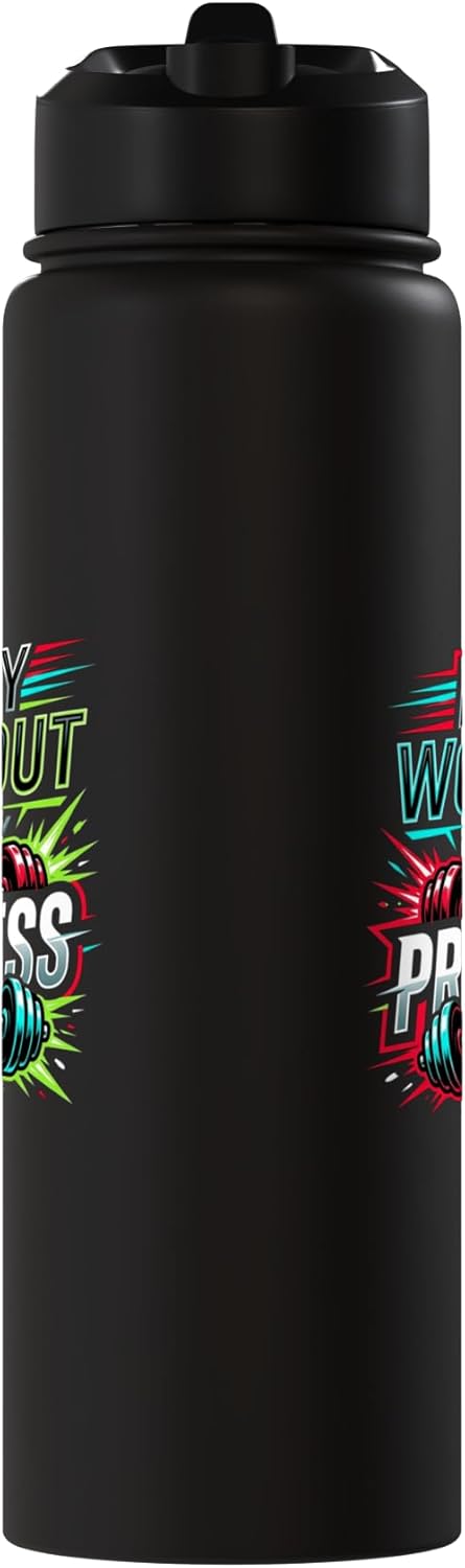 Bottella de agua aislada de acero inoxidable motivación fitness