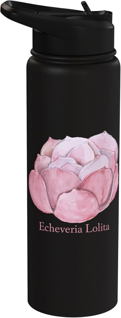Botella de agua aislada Echeveria Lolita acero inoxidable