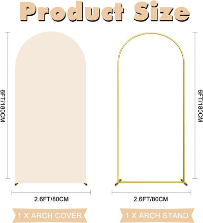Soporte arco telón boda 6ft cubierta beige spandex marco dorado