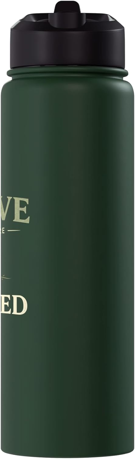 Botella agua acero inox aislada frase motivacional
