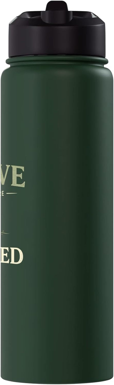 Botella agua acero inox aislada frase motivacional