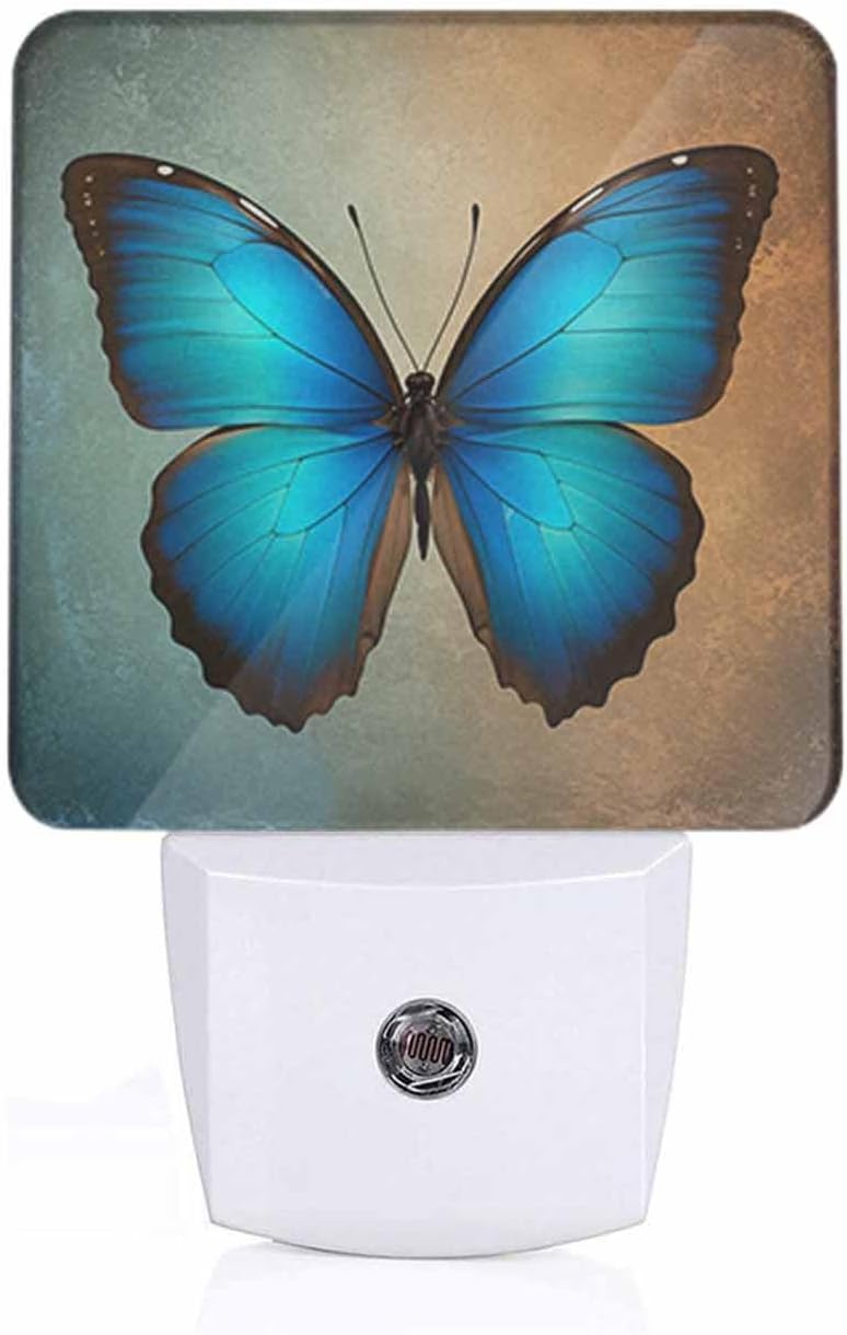 Luz de noche mariposa azul LED cuadrada para dormitorio
