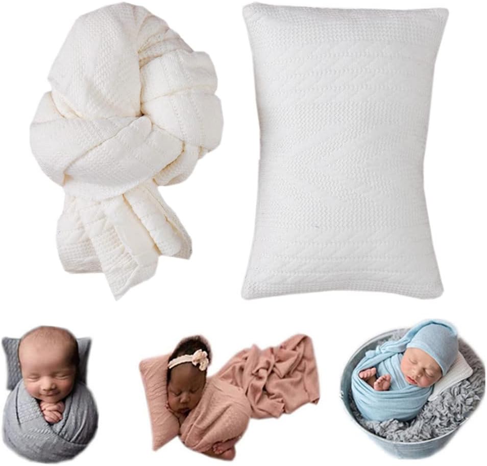 Juego accesorios foto bebé manta elástica almohadilla blanco