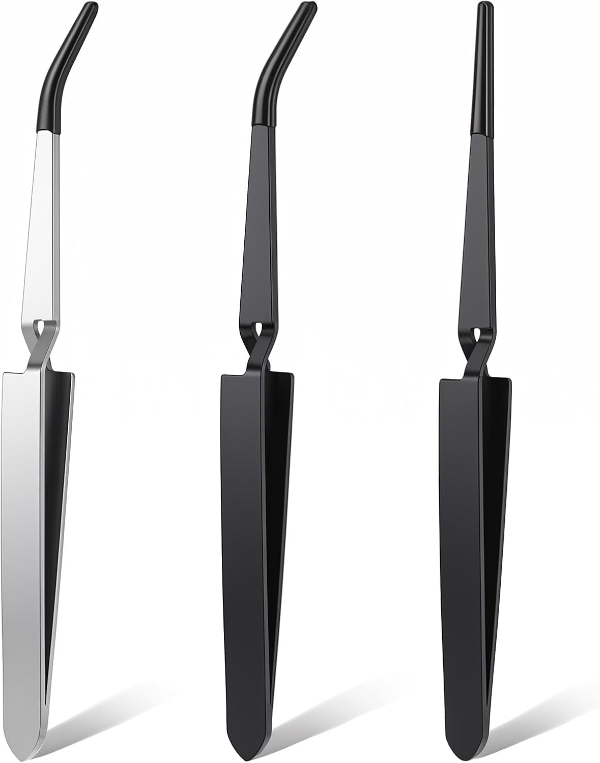 Set 3 Pinzas Inversas Acero Inox Con Puntas Goma y PVC