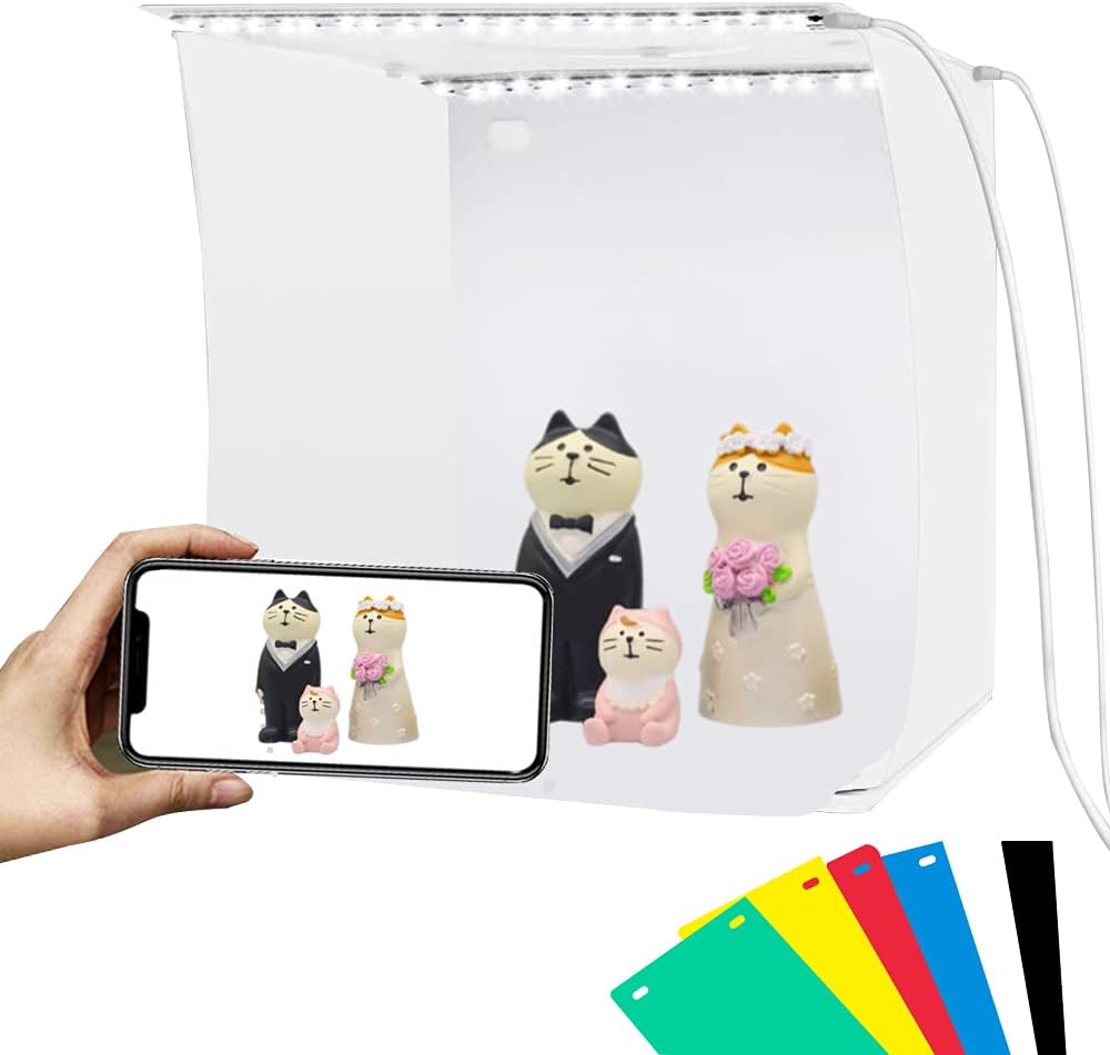 Caja luz estudio mini plegable con 2 paneles LED y 6 fondos