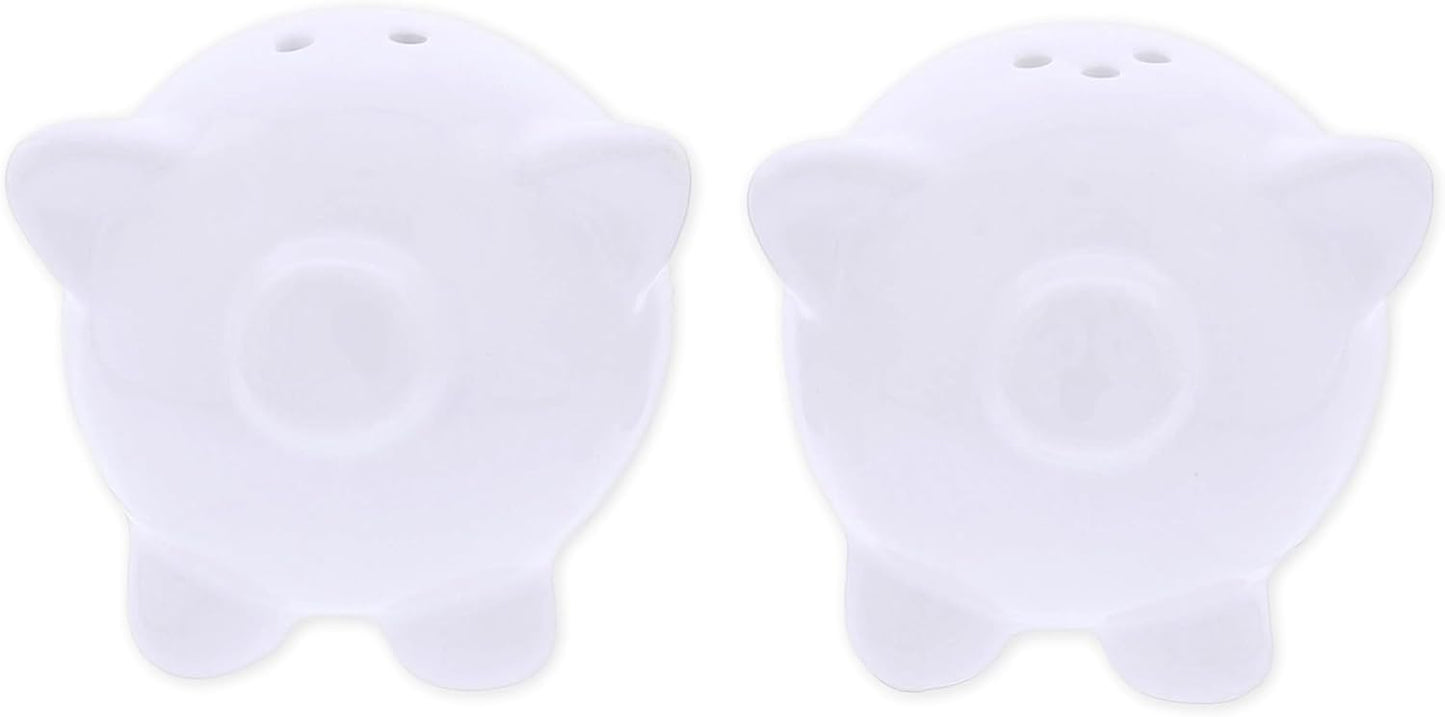 Salero y pimentero de cerdo blanco rústico para cocina y mesa de comedor