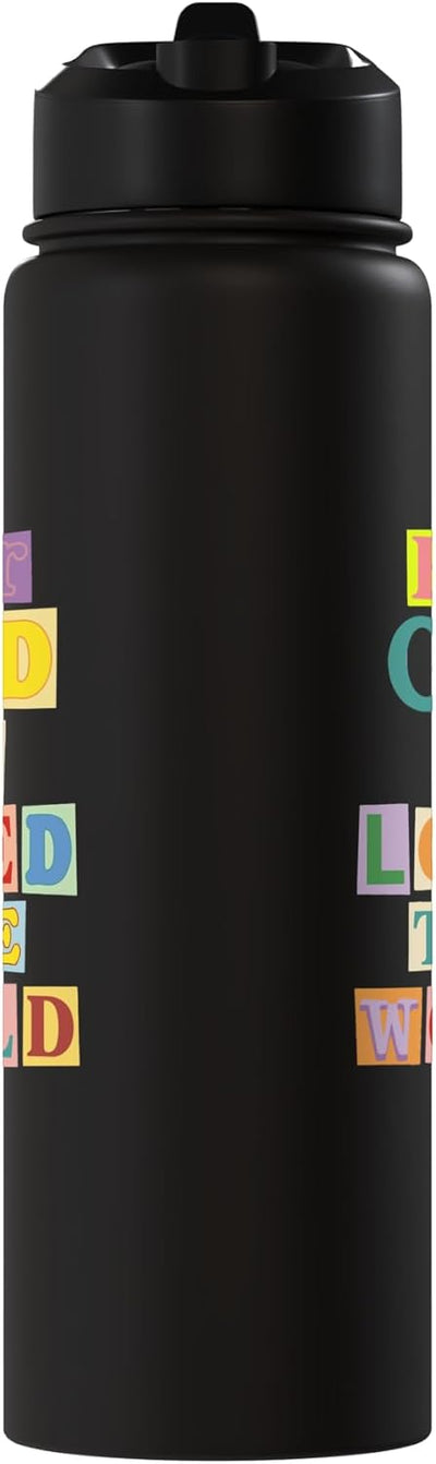 Botella de agua acero inoxidable aislada Bíblia For God So Loved The World