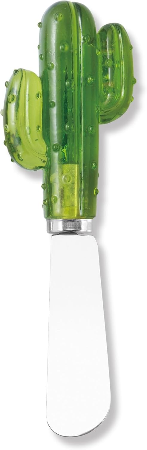 Set 3 Espátulas Acero Inox con Manijas Cactus Resina Verde