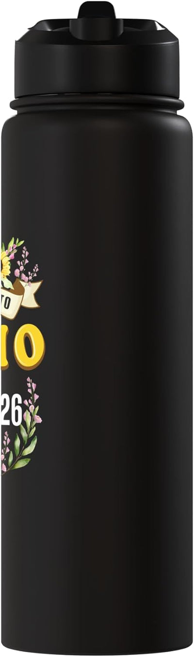 Botella de agua acero inoxidable aislada con flores de girasol para mamá