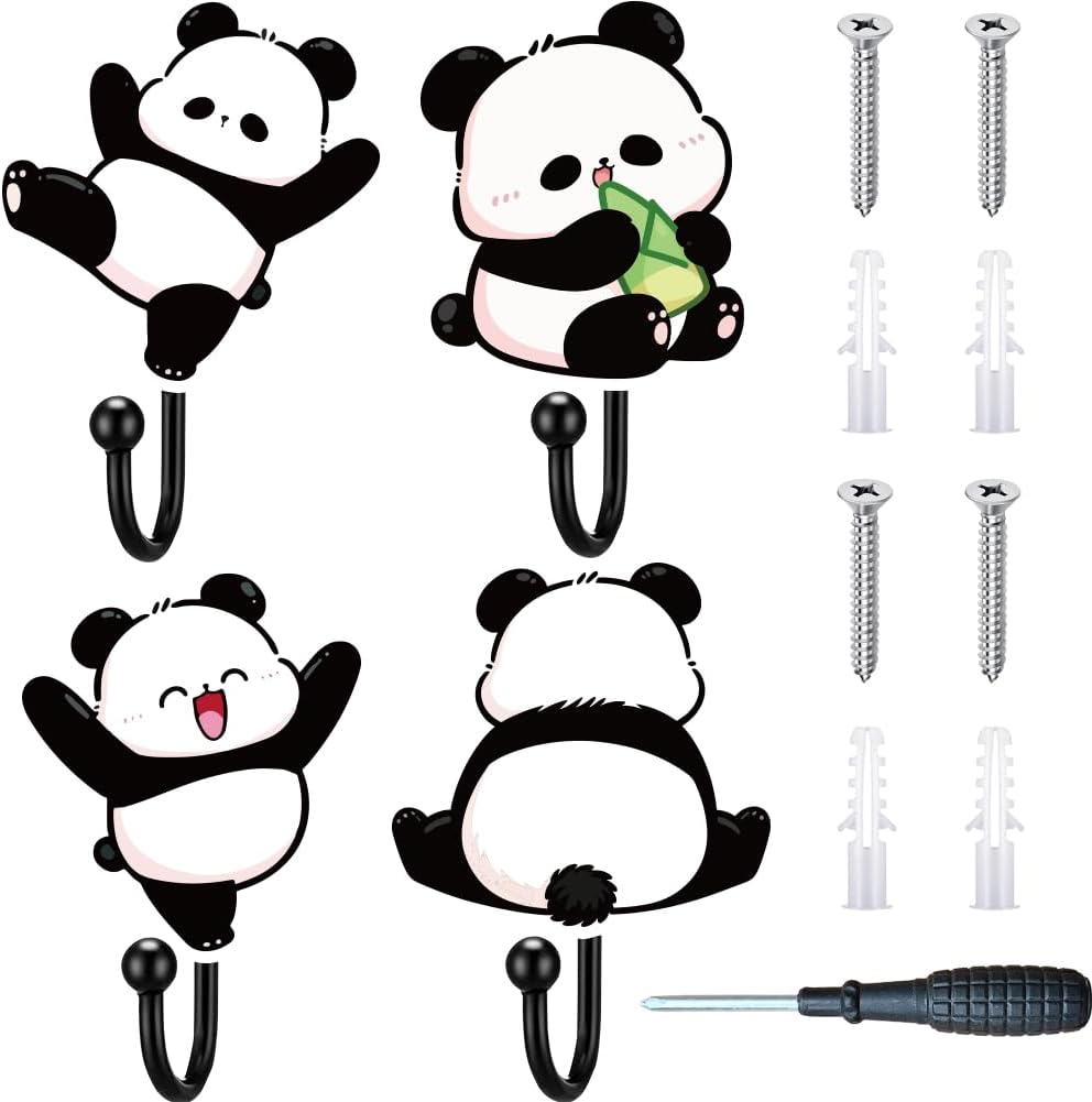 4 Ganchos Madera Animales Estilo Panda para Colgar Abrigos