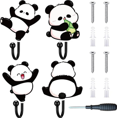 4 Ganchos Madera Animales Estilo Panda para Colgar Abrigos