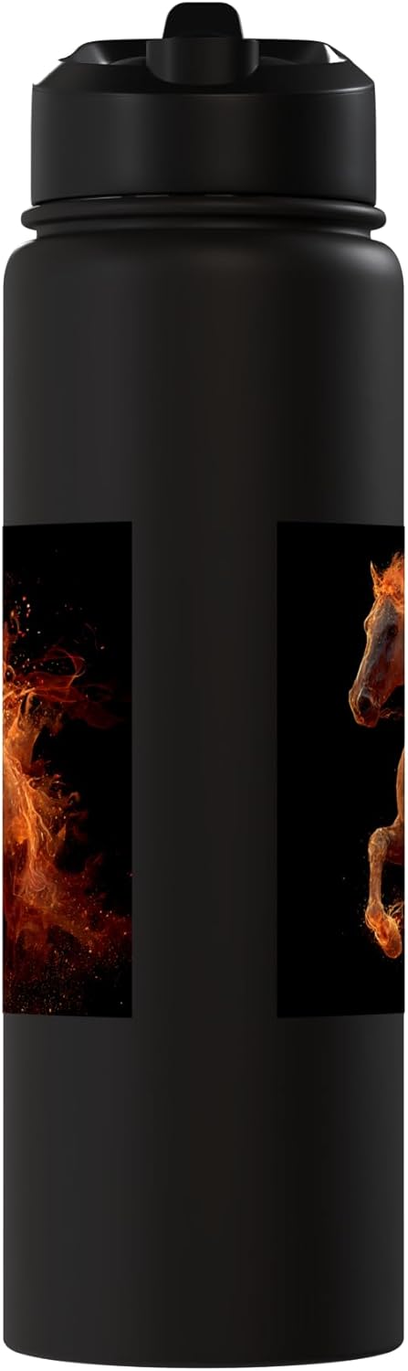 Botella de agua aislada de acero inoxidable con arte equino