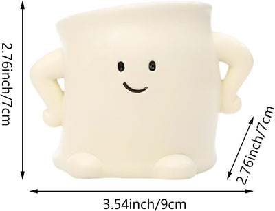 Maceta resina Smily Face con rosa y orificio drenaje