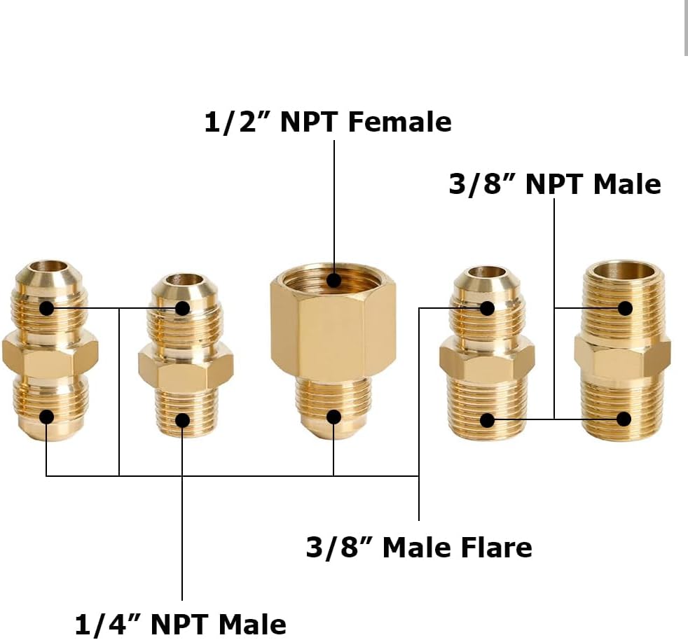 Kit extensión manguera propano 6ft 3/8pulg 5 adaptadores