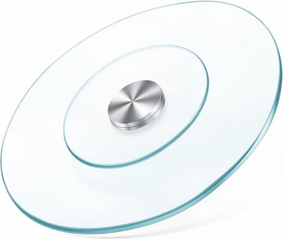 Bandeja giratoria vidrio templado redonda 23.6pulg doble capa