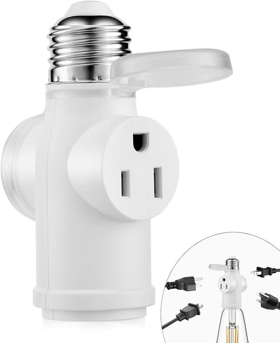 Adaptador E26 a enchufe PBT ignífugo multifuncional blanco
