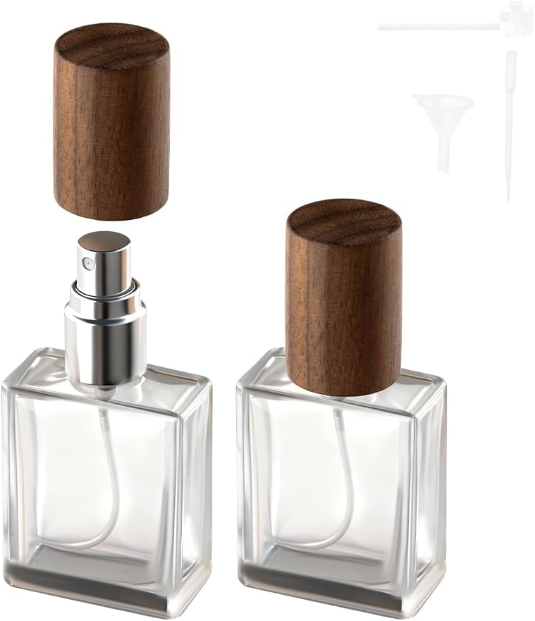 Atomizador perfume vidrio botella viaje recargable 0.5oz nogal