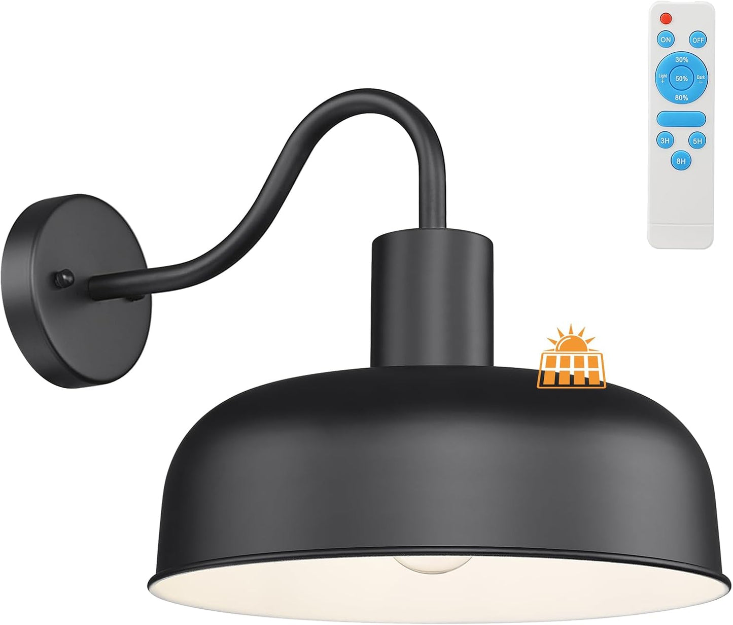 Luz solar exterior aplique negro cuello cisne industrial