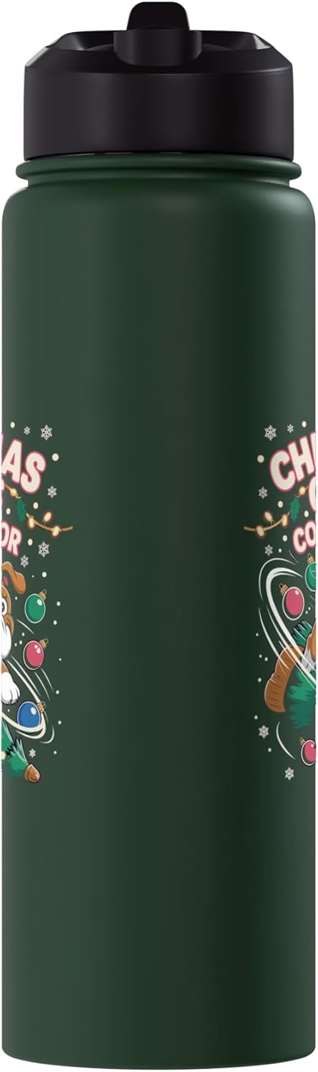 Botella agua acero inox aislada perro bulldog navidad