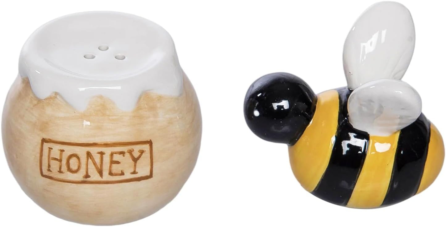 Juego de salero y pimentero de miel cerámica amarillo y negro decoración cocina comedor primavera verano