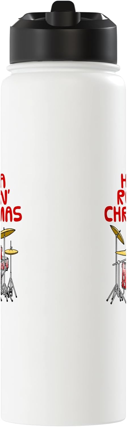 Botella de agua acero inoxidable aislada profesor de batería navidad