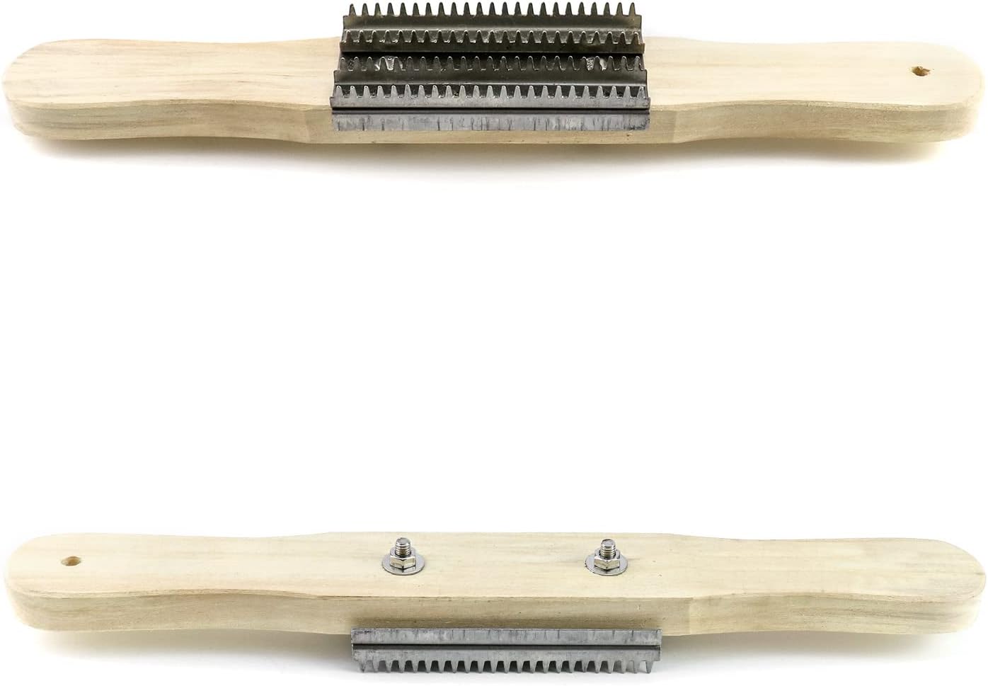 Rastrillo pulido 15pulg mango madera cabeza acero inox