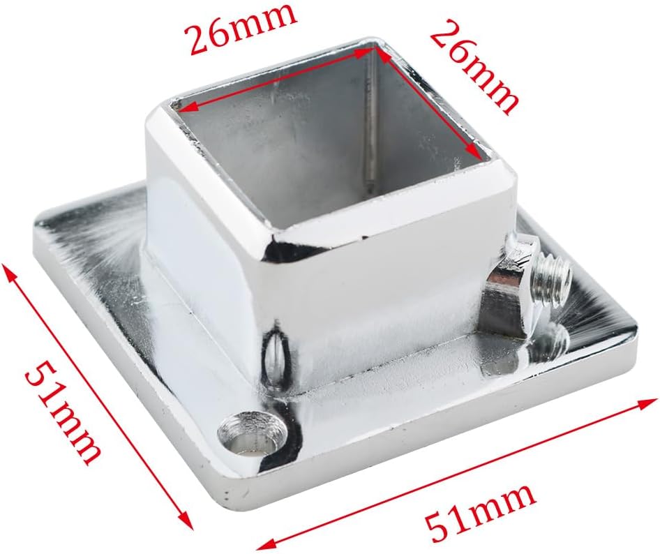 Base anclaje cuadrada acero inox 1x1pulg para vallas barandillas