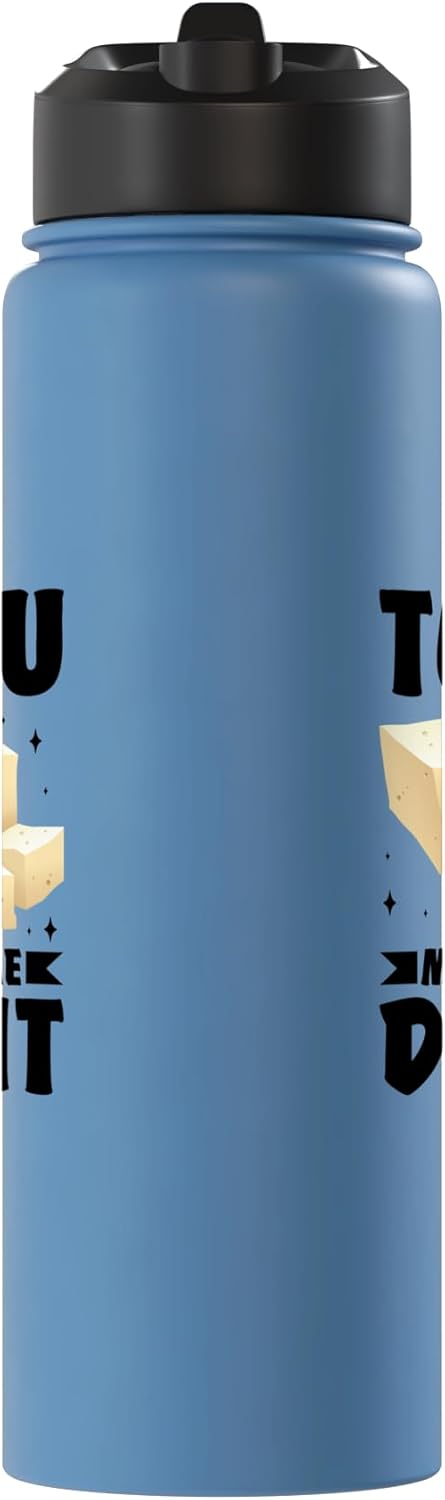 Botella agua acero inox aislada para amantes del tofu