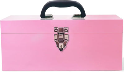 Caja herramientas rosa 16pulg portátil metal con pestillo