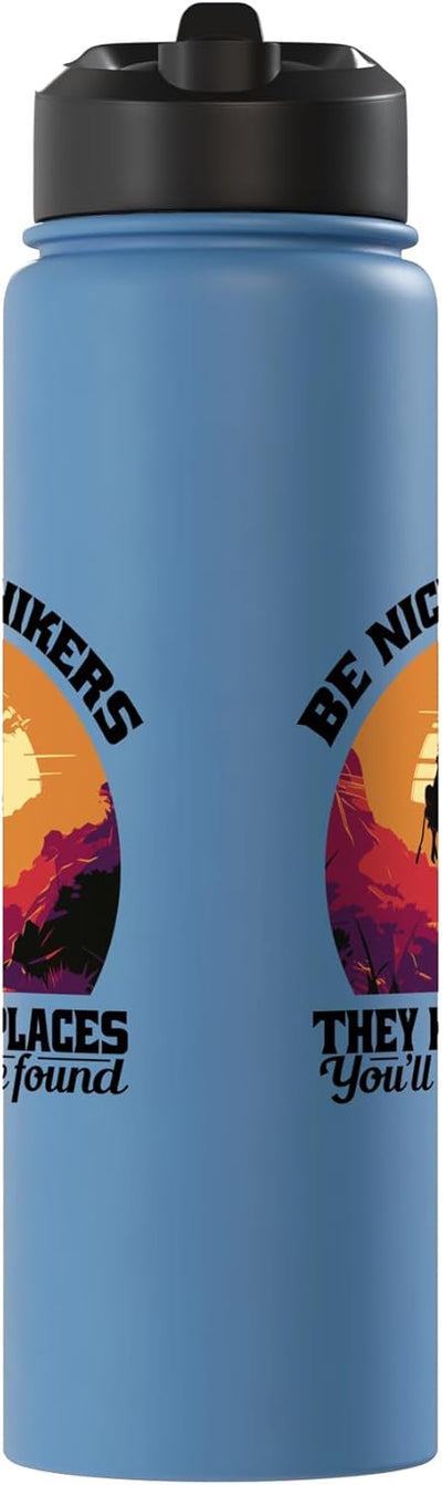 Botella agua acero inox aislada para caminatas vintage