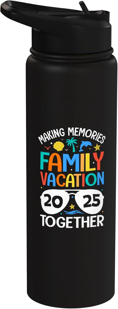 Botella de agua acero inoxidable aislada Familia Vacaciones 2025